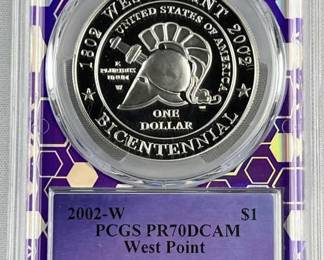 2002-W West Point Silver Dollar PCGS PR70DC