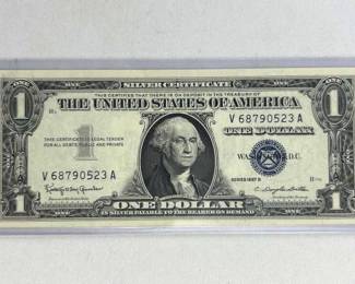 1957B US $1 Blue Seal Silver Cert. Crisp AU
