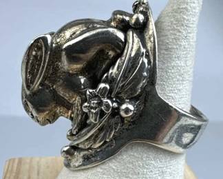 925 Silver Mexico Vtg. Bunny Rabbit Leaf Flower Ch