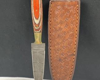 Damascus Steel Fixed Blade Knife w/ Sheath