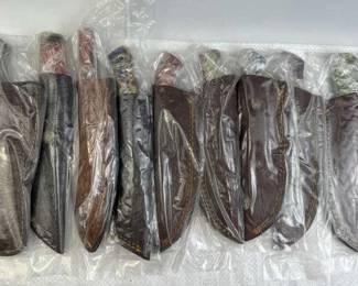 (10) Damascus Steel Fixed Blade Knife w/ Sheath