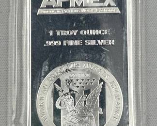 1oz Silver Bar, APMEX Eagle Design .999 Fine
