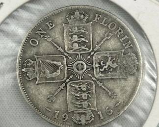 1916 Silver Great Britain 2 Shilling Coin