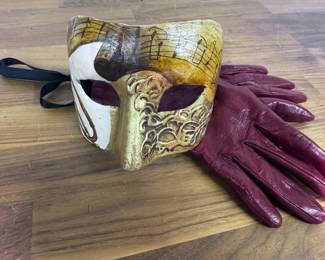 Phantom of the opera mask and soft leather gloves