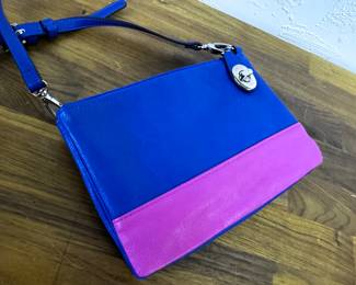 Soft leather cross body blue and pink like new