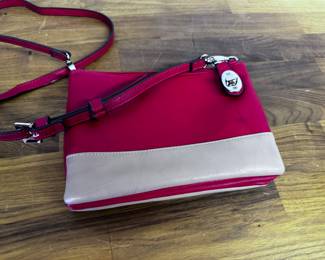 Soft leather cross body red and tan 