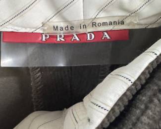 Pair of Prada corduroy pants with leather belt