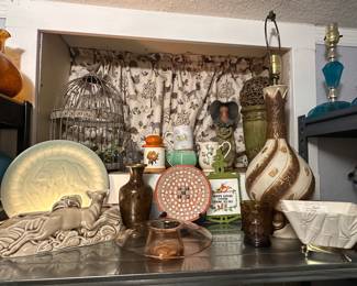 Deer TV Lamp, Celedon Goldfish plate, MCM Lamp