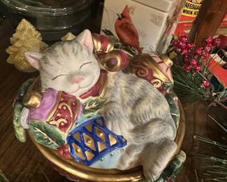 Fitz & Floyd lidded cat candy dish