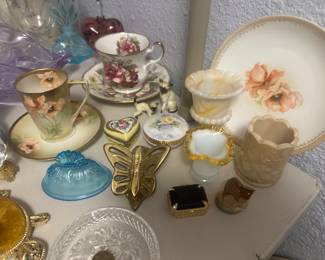 Limoges Trinket boxes, Akro Agate, Wade Whimsy