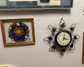 Atomic Sunburst kitchen clocks, stained glass