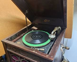 Edison Record Player with record storage