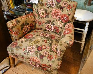 1950s Jaquard Wing Chair