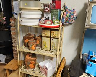 Collectible Kitchen tin sets and deviled egg carriers. 