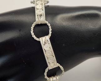 925 Sterling Silver Filigree Bracelet 13.1 Grams