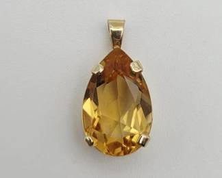 14k Gold Yellow Citrine Pendant