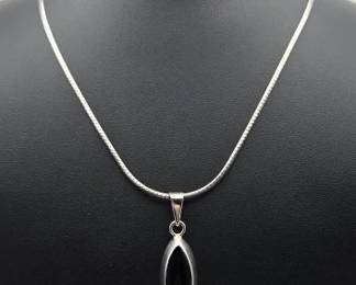 Mexico Sterling Silver Onyx Necklace