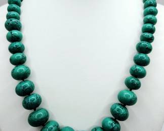 Graduated Turquoise Bead Hand Knotted Necklace