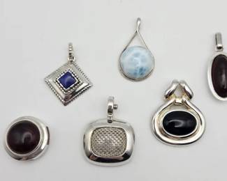 Assorted Sterling Silver Gemstone Pendants