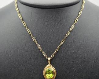 14k Gold Peridot Necklace
