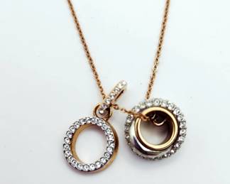 Swarovski Crystal Double Pendant Necklace 
