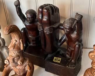 Vintage Wood carved book ends