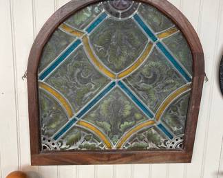 Antique dome top stain glass window