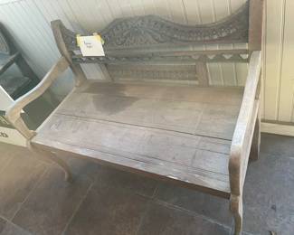 Antique hand carved bench