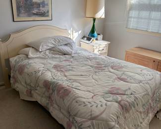 Vintage French Provincial nightstand, headboard, desk/dresser set