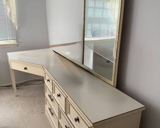 Vintage French Provincial nightstand, headboard, desk/dresser set