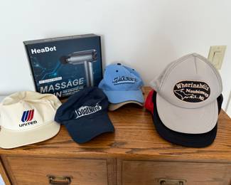 Deep Tissue massage gun; mens' caps