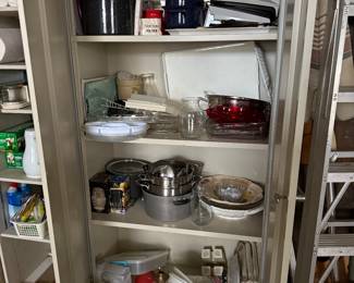 metal storage cabinet; misc. kitchen