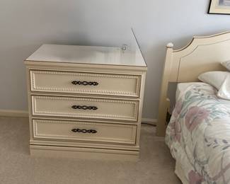 Vintage French Provincial nightstand, headboard, desk/dresser set