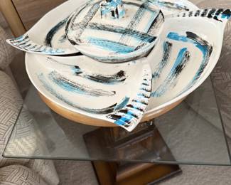 MCM California Pottery chip n dip set Lazy Susan