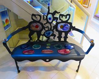 Drew Smith Iron and Glass settee