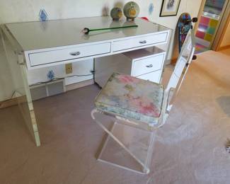 Lucite edge desk & chair