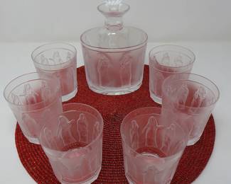 Lalique "Femme Antiques" Decanter & 6 glasses