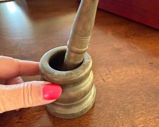 Antique  brass mortar & pestle set