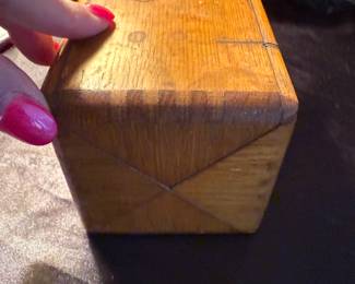 Antique Singer sewing oak puzzle box & attachments