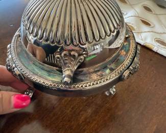 vintage roll top FB Rogers caviar/butter dish server with Lion Head