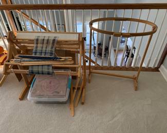 Schacht Flip Rigid Heddle Loom with floor stand & quilting hoop with stand