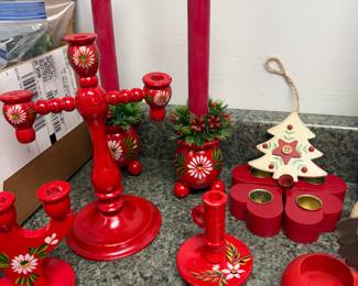 vintage Swedish folk art candleholders