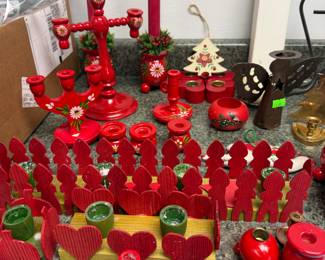 vintage Swedish folk art candleholders