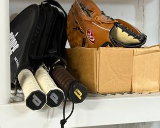 tennis rackets; mitts