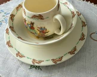 Bunnykins plate, bowl & cup