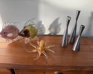 Murano glass fish & octupus