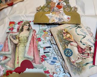 Antique 3 dimensional die-cut fold-out Valentine cards