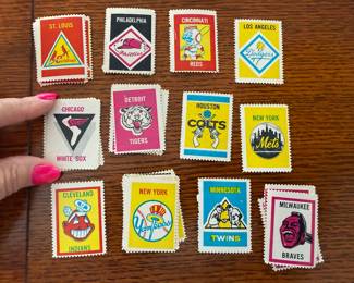 Vintage baseball team stamps
