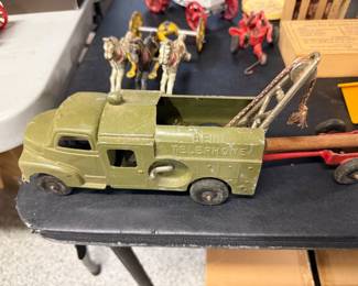 Vintage HUBLEY Bell Telephone truck with trailer & pole