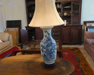 Blue and white lamp